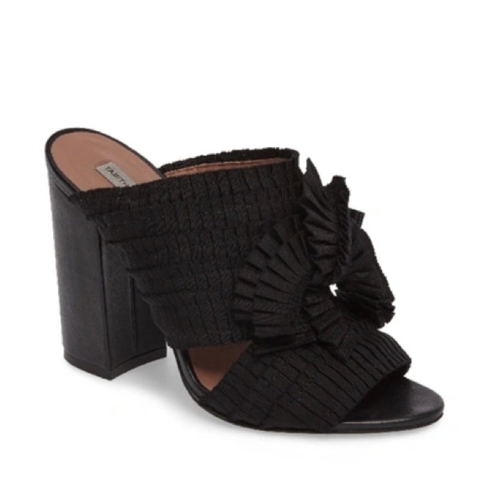 Tabitha Simmons Women's Ribbon High Block Heel Slide Sandals Sz 37 (MSRP $845)